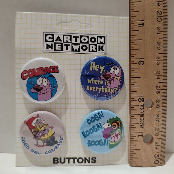 Courage The Cowardly Dog Pin Buttons Muriel & Eustis Official Badges Set Of 4 - Picture 2 of 2